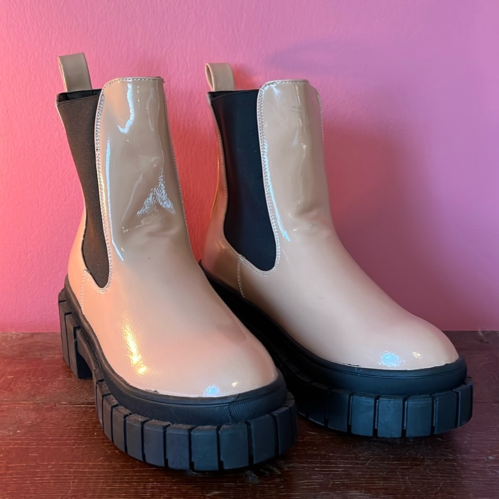 Truffle Collection chunky chelsea boots in blush